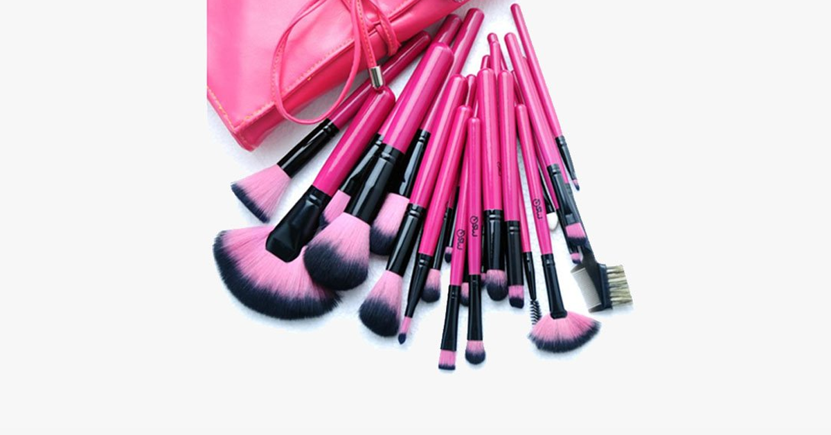 Hjemix | Hot Pink 24-dels sminkebørstesett