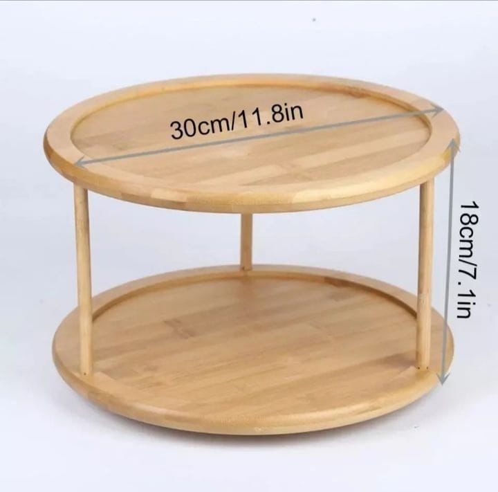 Hjemix | 2Tier Rotating Bamboo Spice Rack