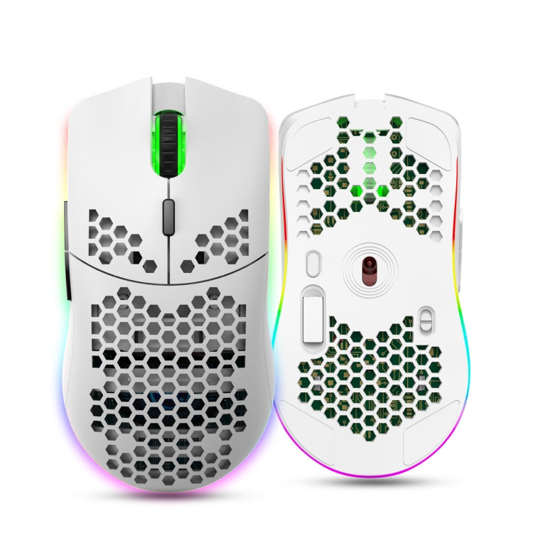 Hjemix | HXSJ T66 7 Knapper Fargerik Belysning Programmerbar Gaming Trådløs Mus (Hvit)