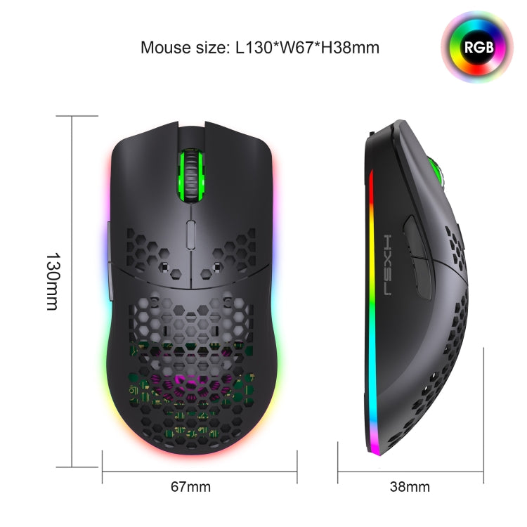 Hjemix | HXSJ T66 7 Knapper Fargerik Belysning Programmerbar Gaming Trådløs Mus (Hvit)