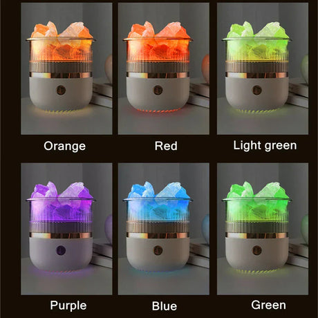Hjemix | Himalaya salt crystal lamp & essential oil diffuser, USB ultrasonisk luftfukter for hjemme & kontor