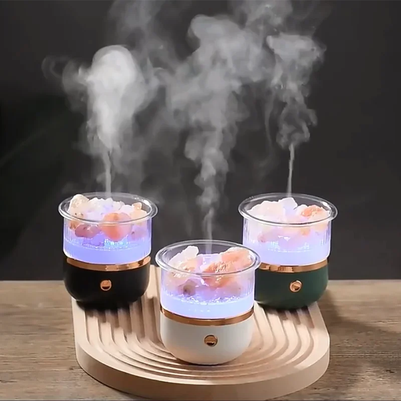 Hjemix | Himalaya salt crystal lamp & essential oil diffuser, USB ultrasonisk luftfukter for hjemme & kontor