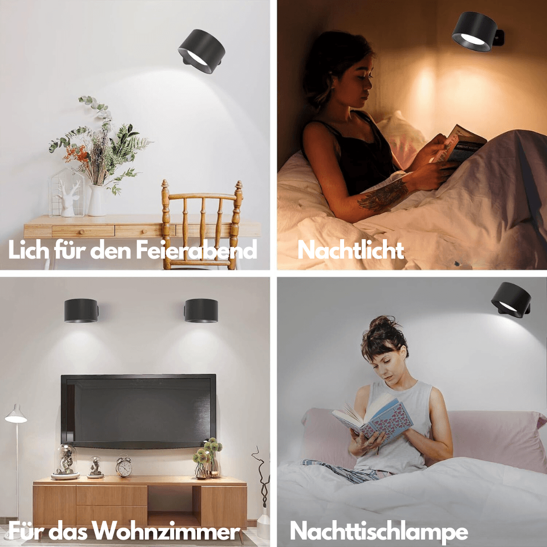 Hjemix | 360° trådløs oppladbar vegglampe | Allsidig LED-belysningsløsning