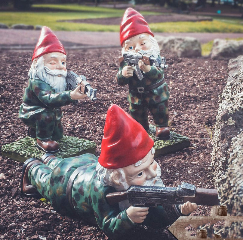 Hjemix | Militær Hagegnome med Kamuflasjeuniform