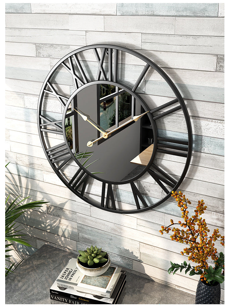 Hjemix | Metal Vintage Stor Veggur med Speil 39cm