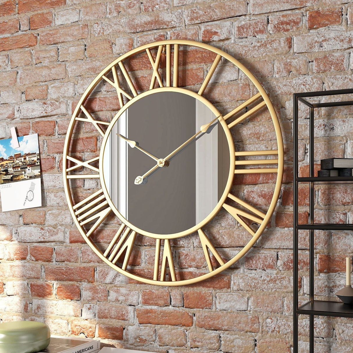 Hjemix | Metal Vintage Stor Veggur med Speil 39cm