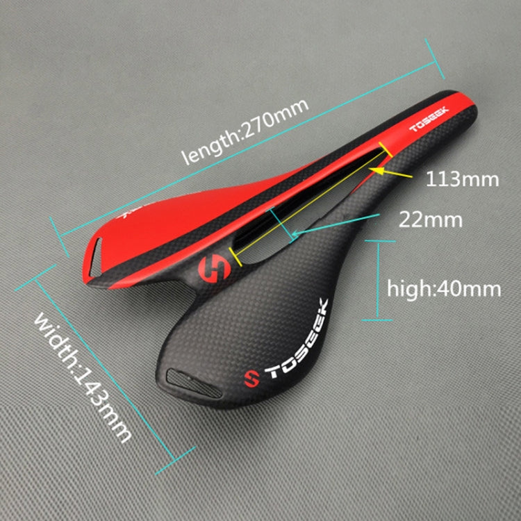 Hjemix | TOSEEK Veisbike Karbonfiber Sete Sykkel Hult Sete, 3K Tekstur + Lette (Rød)