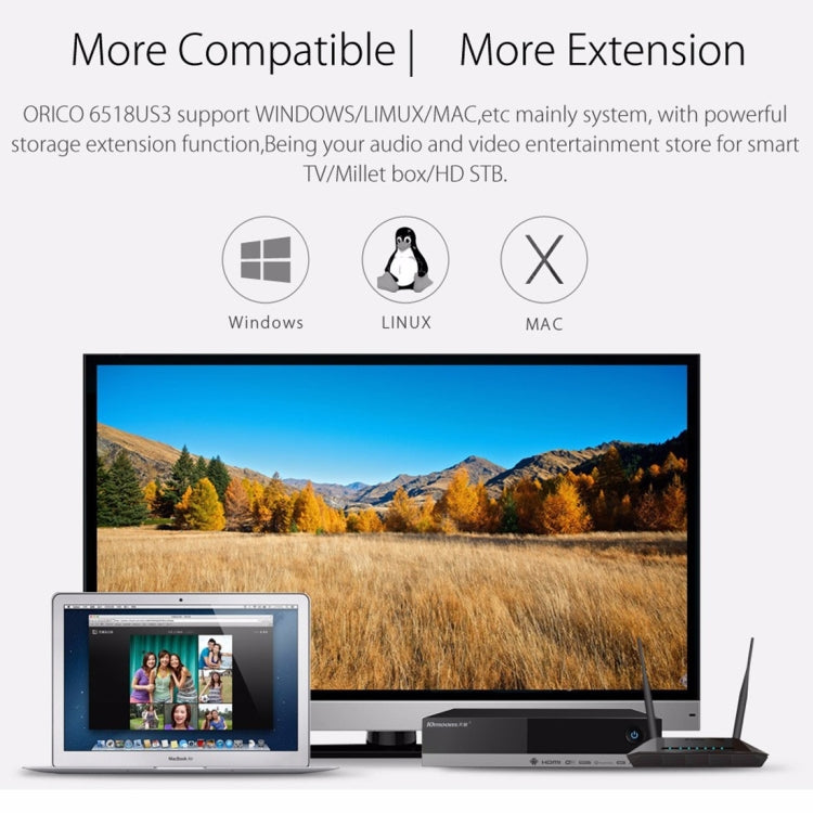Hjemix | ORICO 6518US3 USB 3.0 Type-B 2.5 / 3.5 Tommers Verktøyløs HDD Dockingstasjon Ekstern Lagringskabinett Harddiskboks (Svart)