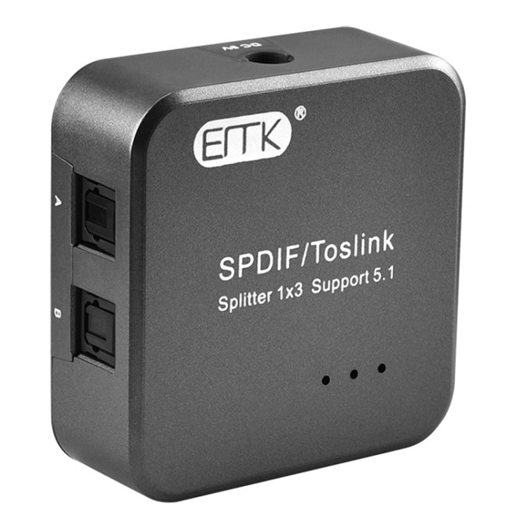 Hjemix | EMK 1 Inngang 3 Utgang Digital Optisk Lyd SPDIF Toslink Splitter Adapter (Sølvgrå)