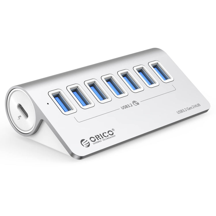 Hjemix | ORICO M3U7-G2 Aluminiumlegering 7-port USB 3.2 Gen2 10Gbps HUB med 0,5 m kabel (Sølv)