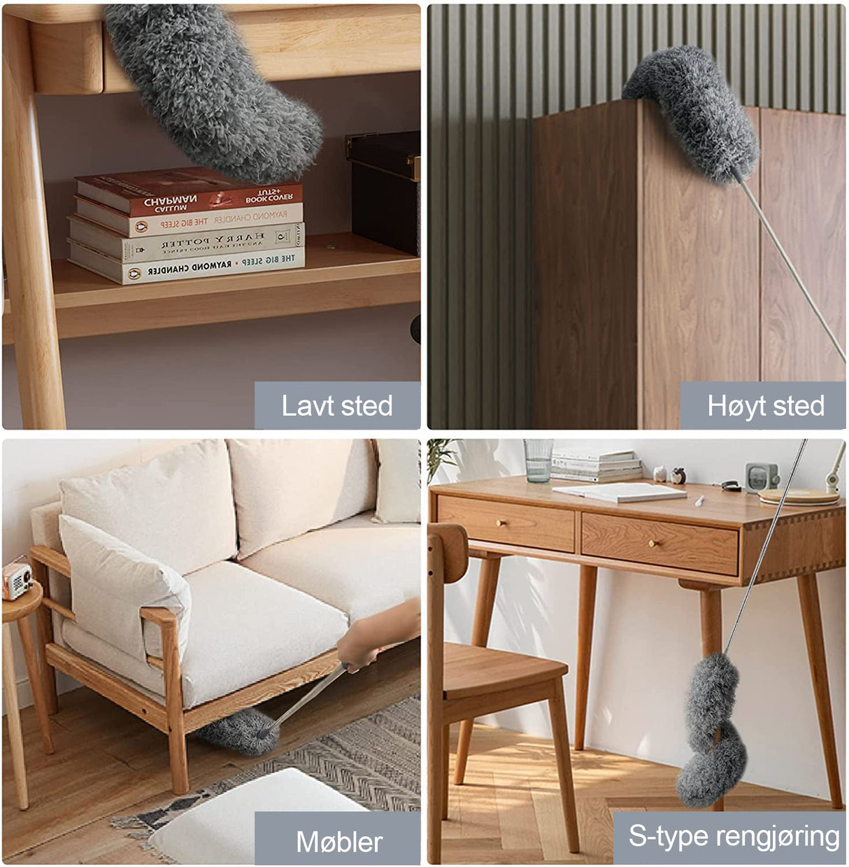 Hjemix | Uttrekkbar og vaskbar, buet støvkost i mikrofiber