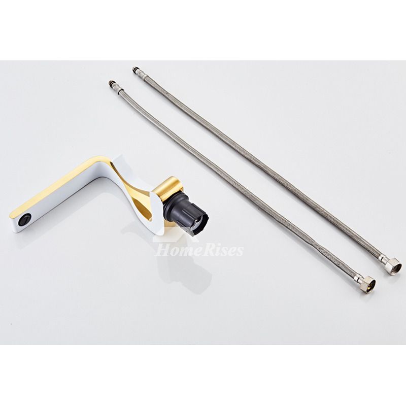 Hjemix | Polert Gull Baderomsbaderobeslukker Enkelt Håndtak Luksus Messing Hvit Moderne Én Hull