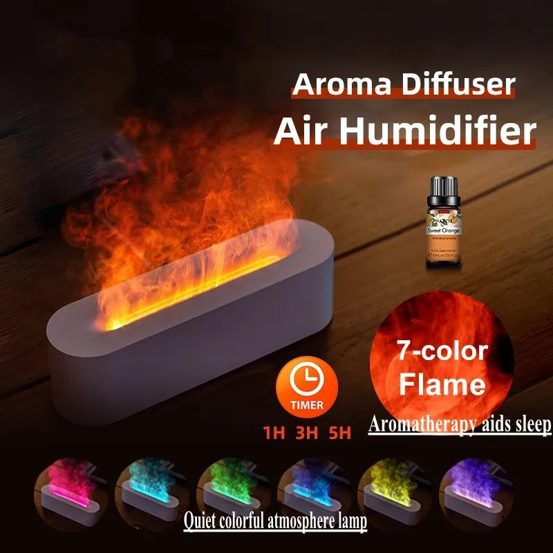 Hjemix | Flamme Aroma Diffuser med 7 Farger | Luftfukter