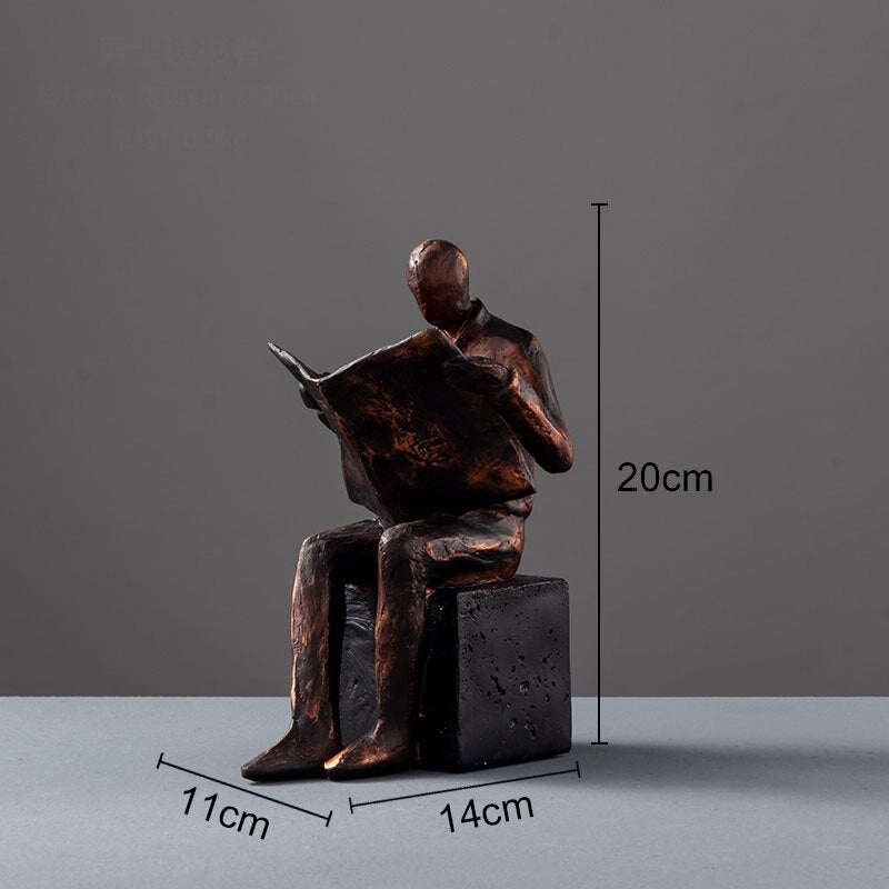 Hjemix | Leser Skulptur Bokstativ Bock Støtte Abstrakt Karakter Harpiks Statue Skrivebord Dekorasjon Figurer Statuett Nordisk Hjemmedekor