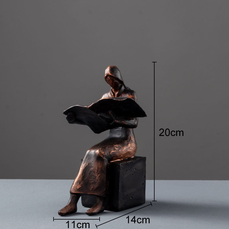 Hjemix | Leser Skulptur Bokstativ Bock Støtte Abstrakt Karakter Harpiks Statue Skrivebord Dekorasjon Figurer Statuett Nordisk Hjemmedekor