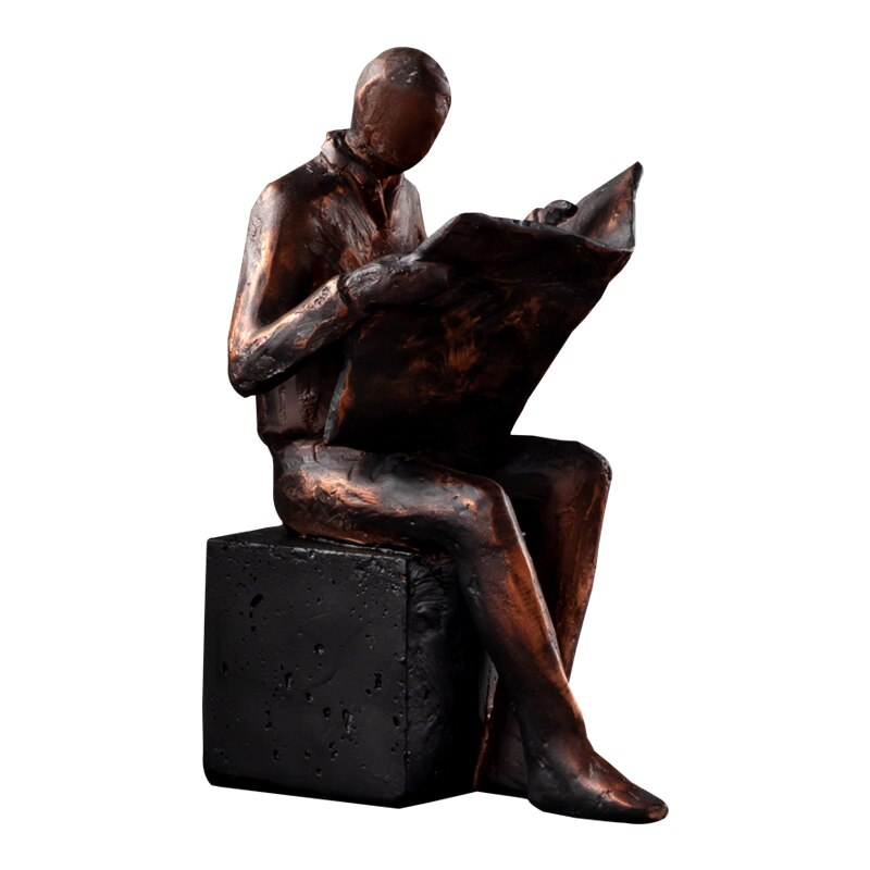 Hjemix | Leser Skulptur Bokstativ Bock Støtte Abstrakt Karakter Harpiks Statue Skrivebord Dekorasjon Figurer Statuett Nordisk Hjemmedekor