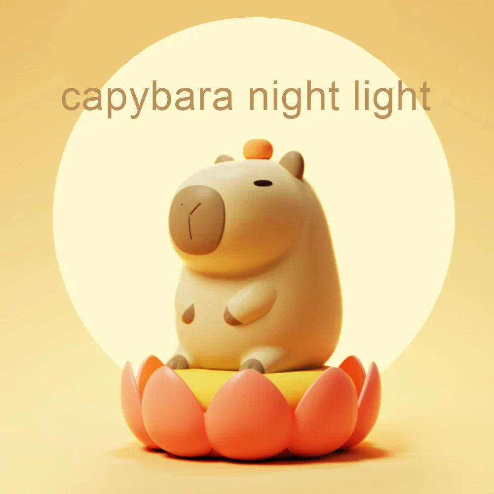 Hjemix | Capybara Light - Oppladbar Tegneserie Capybara Silikon Nattlys med 800mAh Batteri