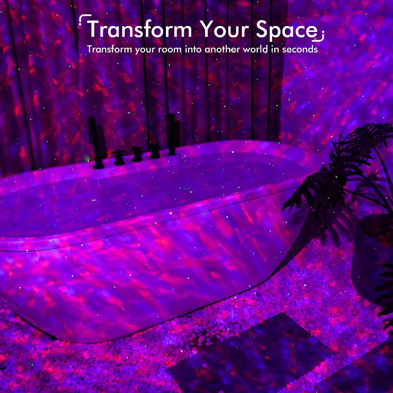 Hjemix | Stjerneprosjektor, Galakseprosjektor for Soverom, Fjernkontroll & Hvitt Støy Bluetooth Høyttaler