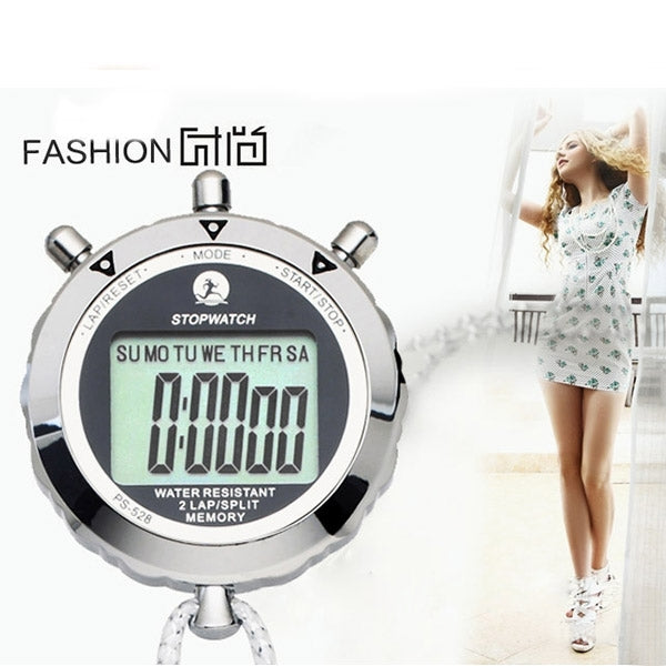 Hjemix | PS528 Metall Stoppeklokke Profesjonell Chronograf Håndholdt Digital LCD Sports Telleur Timer med Rem