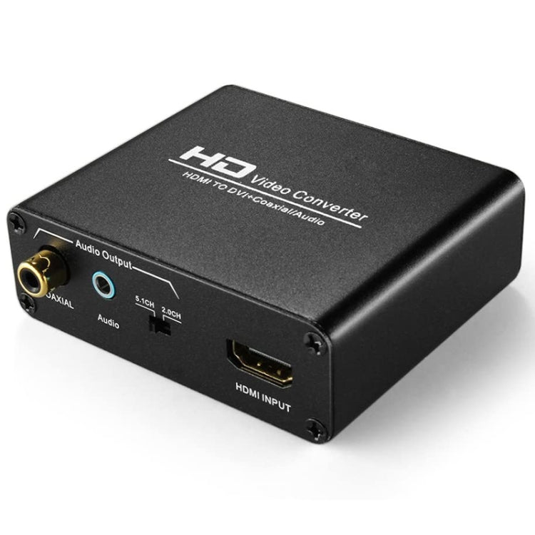 Hjemix | HDV-339 Full HD HDMI til DVI + Digital Coax / Analog Stereo Lydconverter Adapter (Svart)