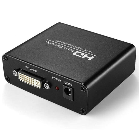 Hjemix | HDV-339 Full HD HDMI til DVI + Digital Coax / Analog Stereo Lydconverter Adapter (Svart)