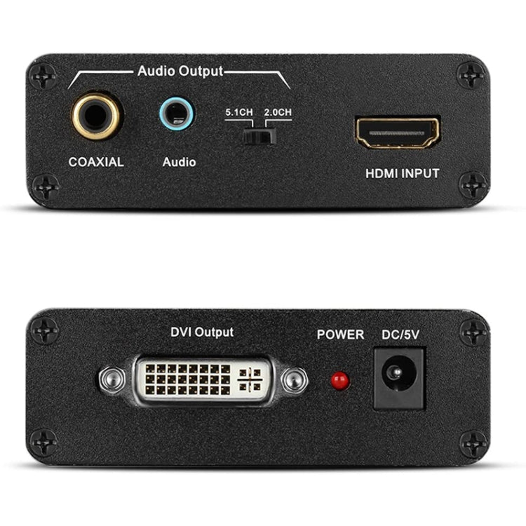 Hjemix | HDV-339 Full HD HDMI til DVI + Digital Coax / Analog Stereo Lydconverter Adapter (Svart)