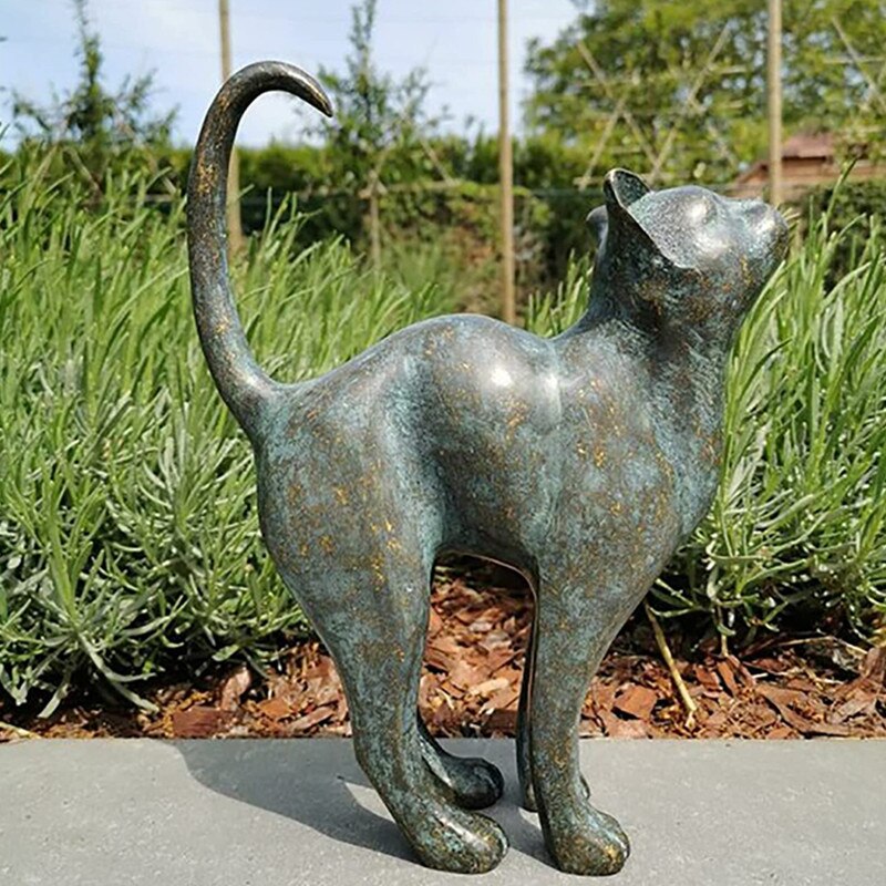 Hjemix | Fortryllende Hage Katt Statuer - Purr-fect Harpiks Dekorasjon