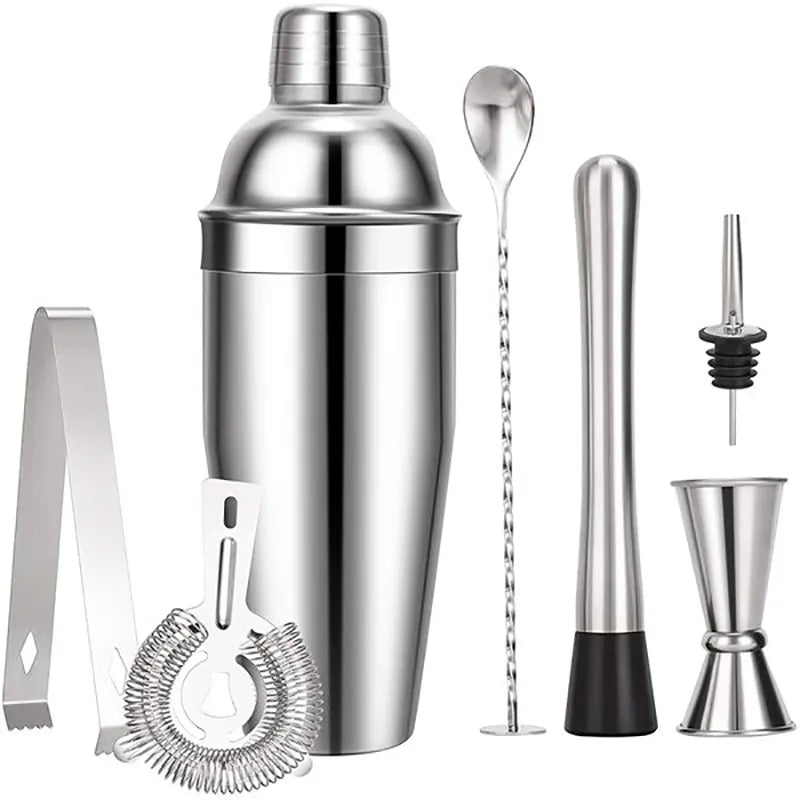 Hjemix | 550 ml/750 ml Rustfritt Stål Cocktail Shaker Mixer Drink Bartender Sett Bar Sett Verktøy Med Vin Stativ Verktøy for Fødselsdagsgave