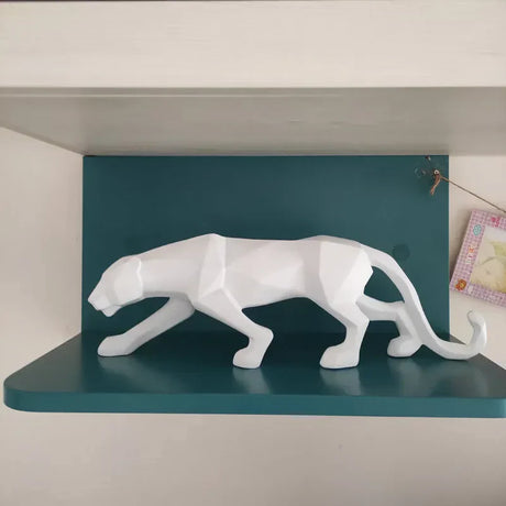 Hjemix | Panther Statue, Dyrefigur, Abstrakt Geometrisk Stil, Harpiks, Leopard Skulptur, Hjemmekontor, Skrivebord Dekorasjon, Håndverk