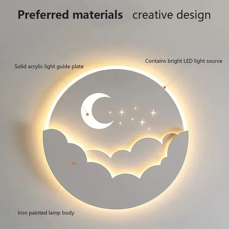 Hjemix | LED vegglampe med måne og stjerner