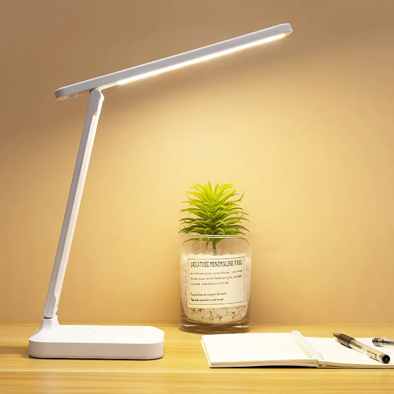 Hjemix | LED Skrivebordslampe | Oppladbar 6000mAh | Trinnløs dimbar | Sammenleggbar Skrivebordslampe med Berøring