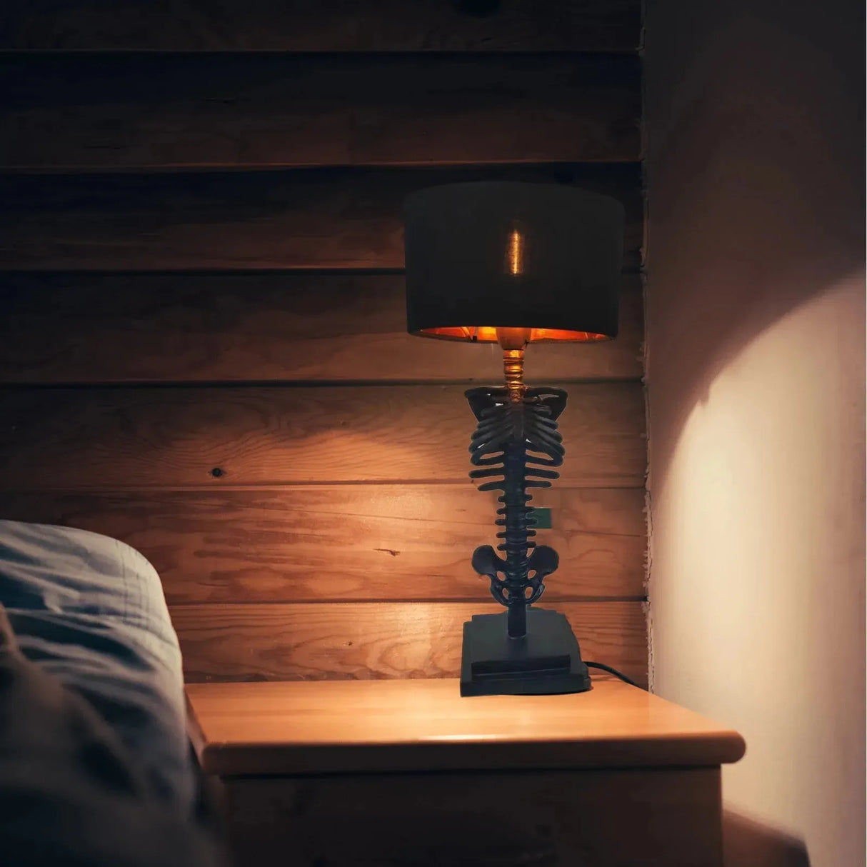 Hjemix | Hodeskalle bordlampe skjelett skrekk 3D statue kreativ festpynt rekvisitt halloween dekorasjonslampe atmosfære lampe nattlys