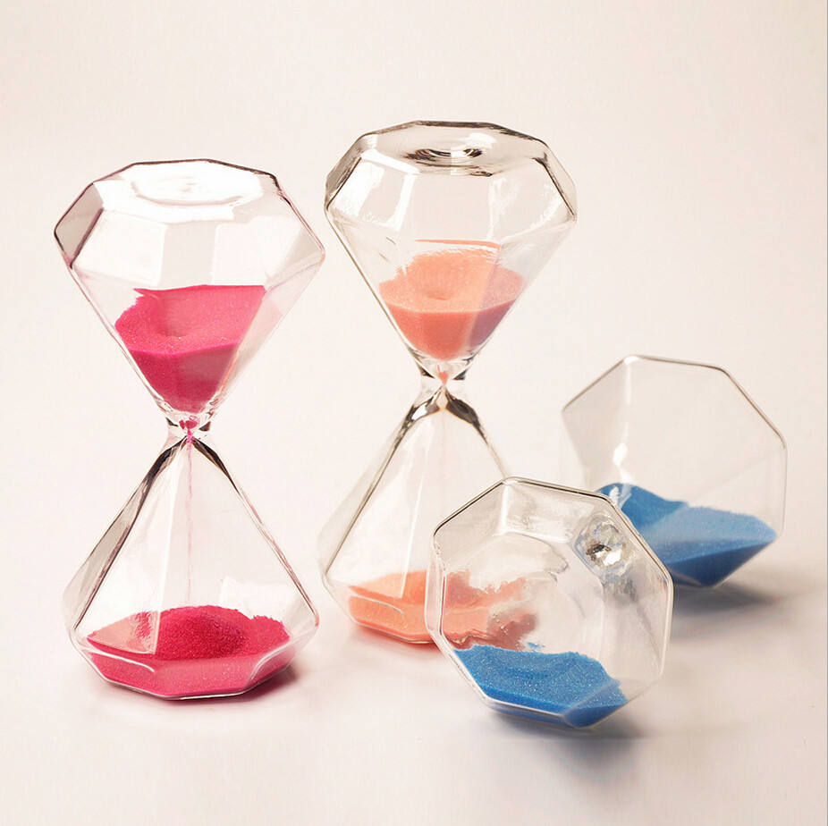 Hjemix | 5–60 Minutters diamant sandglass, sandglass, sandglass, barnegave, sandglass, hjemmeinnredning, tilgjengelig i flere fargealternativer