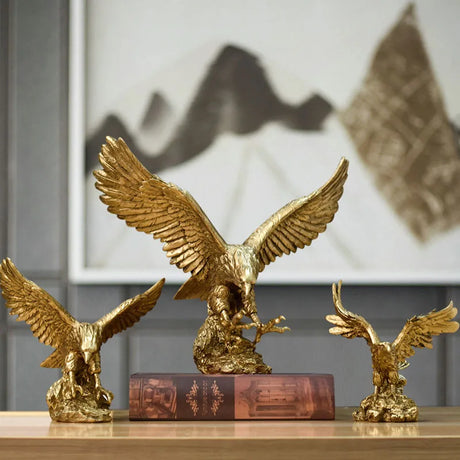 Hjemix | Harpiks Gullørn Statue Kunst Dyremodell Samling Ornament Hjem Kontor Skrivebord Feng Shui Dekor Figurer enkel