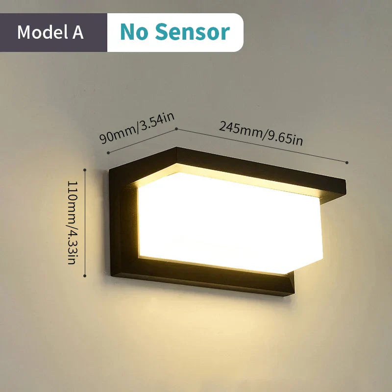 Hjemix | LED vegglampe med radar bevegelsessensor – 16W vanntett lys for innendørs og utendørs bruk, kaldt og varmt hvitt lys, AC85-265V
