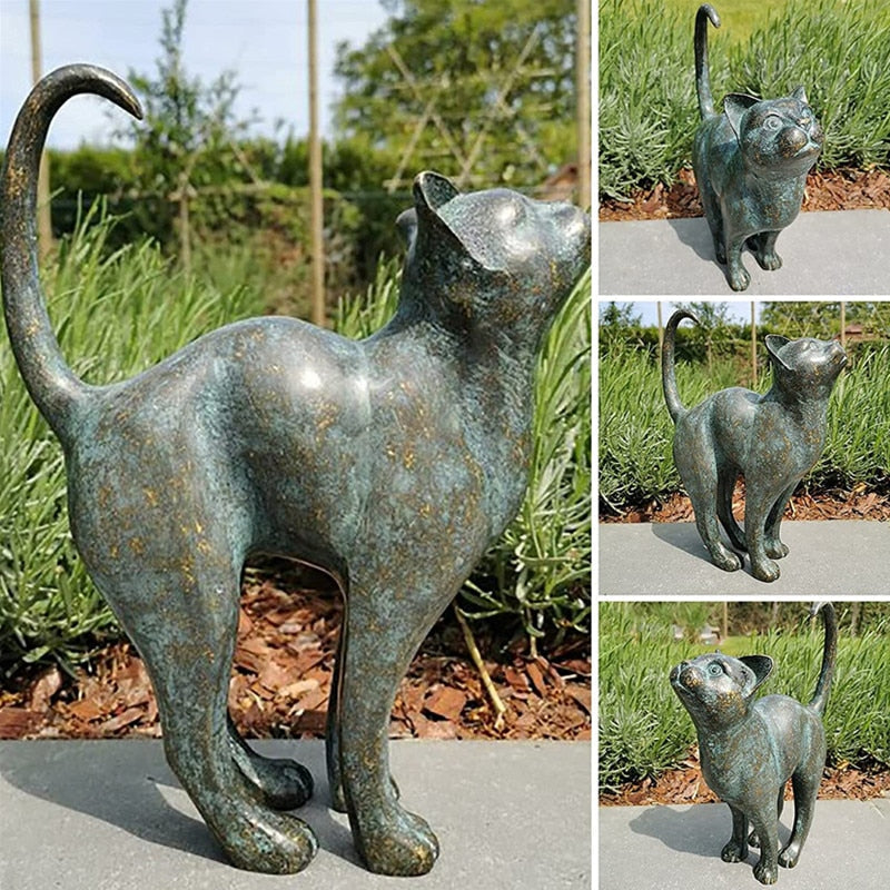 Hjemix | Fortryllende Hage Katt Statuer - Purr-fect Harpiks Dekorasjon