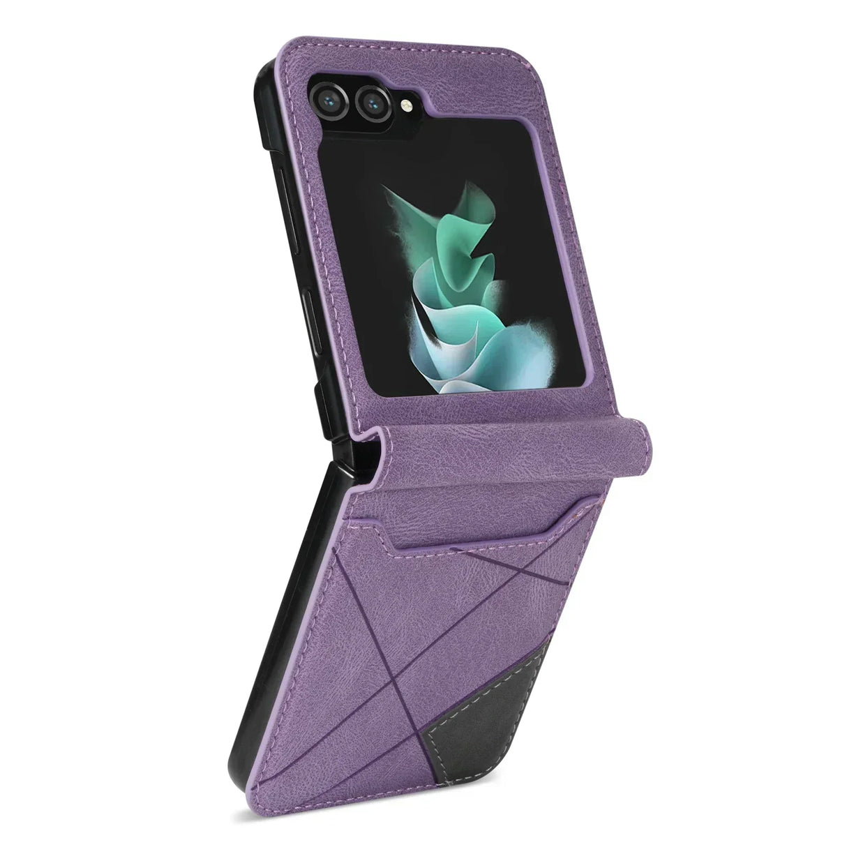 Hjemix | Lær lommebokdeksel for Samsung Galaxy Z Flip-serien