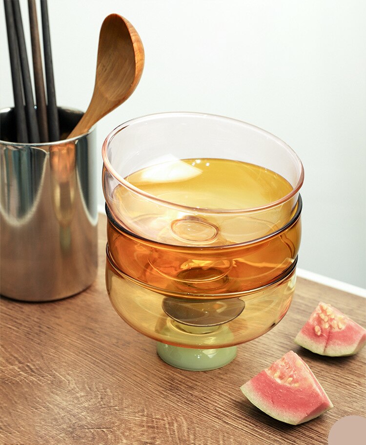 Hjemix | Fargerik borosilikat dessertbolle med skje