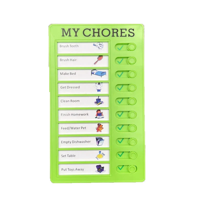 Hjemix | Gjenbrukbar My Chores Sjekkliste Dagsplanlegger - Barn Plast Memo Tavle for Oppgaveliste, Ansvar og Atferds-selvdisiplin