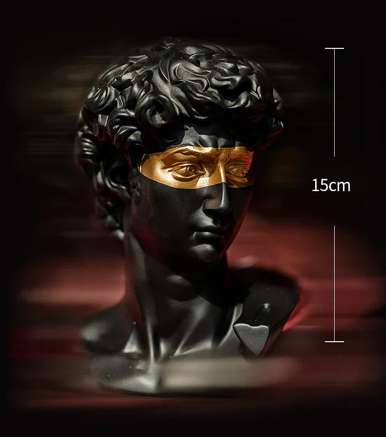 Hjemix | Statuer for dekorasjon, 15 cm, David, kaffebord, hjemmedekorasjon, ornamente, byste av et rom laget av gips, hvit harpiks, dekorativ kunstskulptur