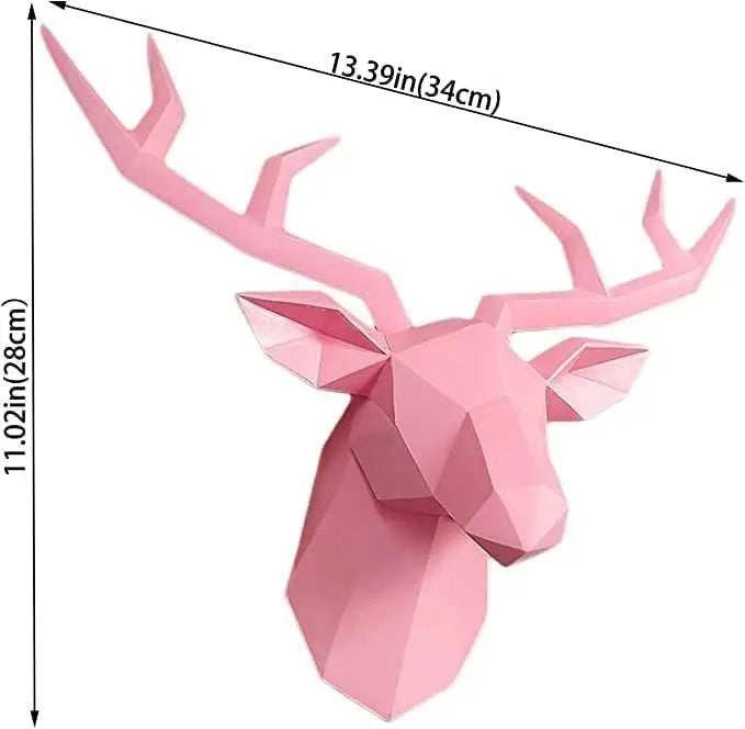 Hjemix | 3D-Hjortehode Skulptur, geometrisk harpiks, dyrehjortehode veggdekorasjon, moderne hjemmedekor, luksuriøs dekorativ veggdekor