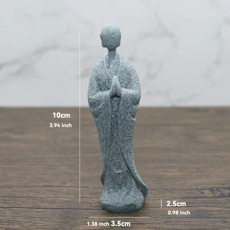 Hjemix | Buddha Stein Statue Liten Buddhiste Munker Tibetansk Buddhisme Figurer Zen Hage Ornament Meditasjon Hjem Akvarium Dekorasjon