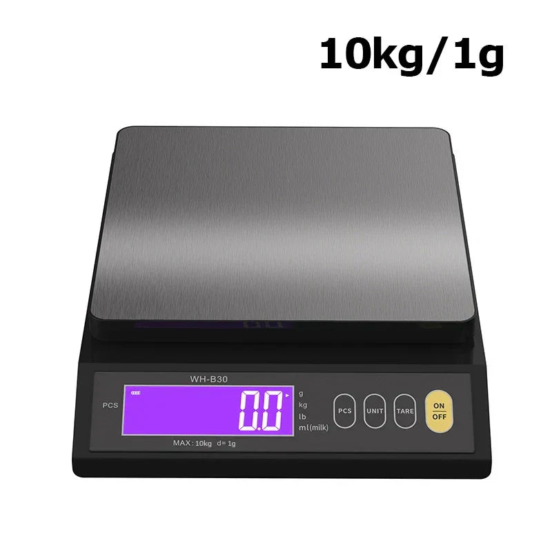 Hjemix | 5 kg/0.1 g og 10 kg/1 g digital elektronisk kjøkkenvekt, LCD-skjerm, helt vanntett rustfritt stål vektsverktøy for baking