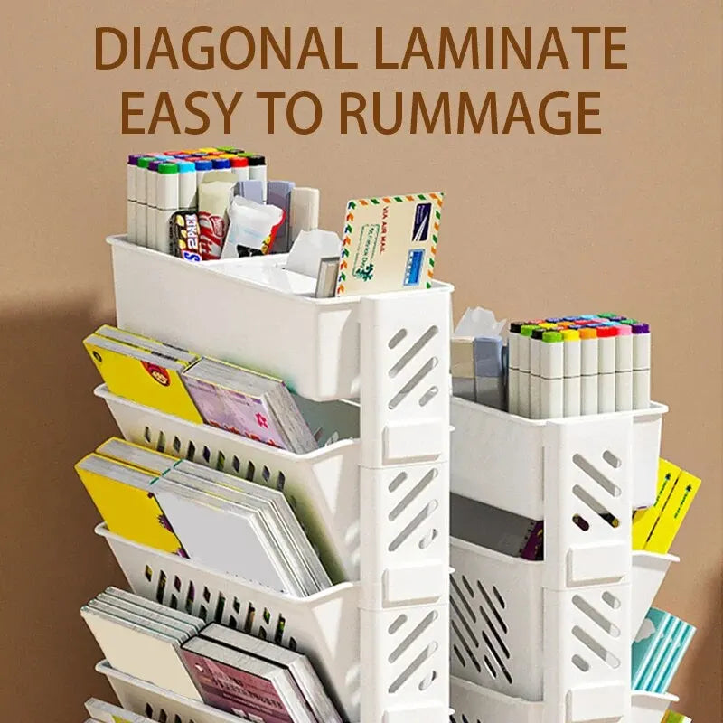 Hjemix | Gulvmontert bevegelig bokhylle med hjul - Klasserom skrivebord oppbevaringshylle med stor kapasitet, flerlagd boklagringshylle