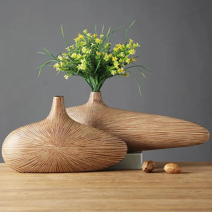 Hjemix | ClayAura Sahara Skulpturert Vase | Håndlaget | Moderne Dekor for Hjem | Elegant Design