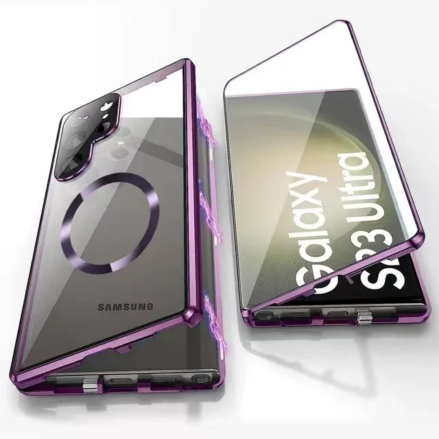 Hjemix | Metall Aluminiumlegering 360-deksel med sikkerhetslukking for Samsung Galaxy S24-S23 Serie