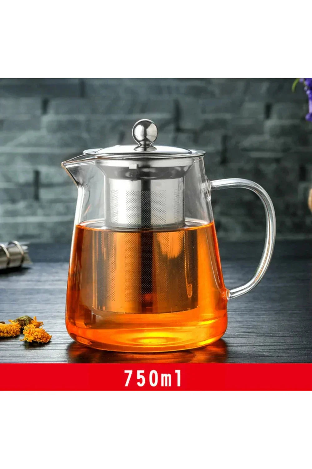 Hjemix | Teapot i glass med infuser i rustfritt stål