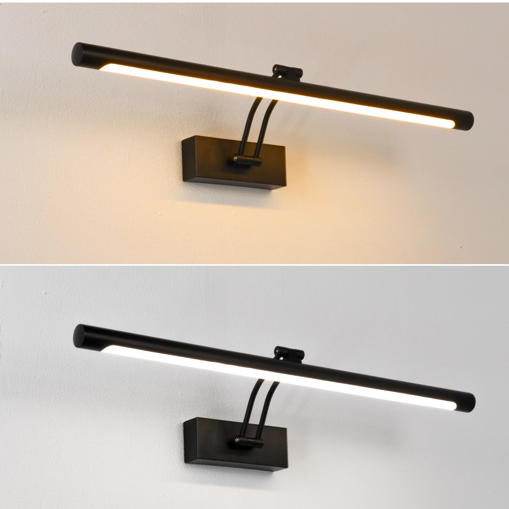 Hjemix | 80-100cm LED vegglampe - Moderne svart/sølv veggbelysning til badet, innvendig montert bilde lys