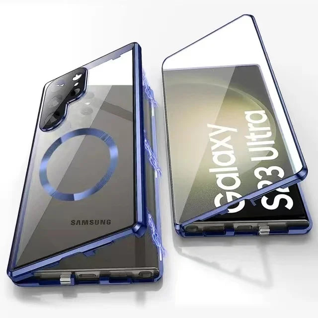 Hjemix | Metall Aluminiumlegering 360-deksel med sikkerhetslukking for Samsung Galaxy S24-S23 Serie