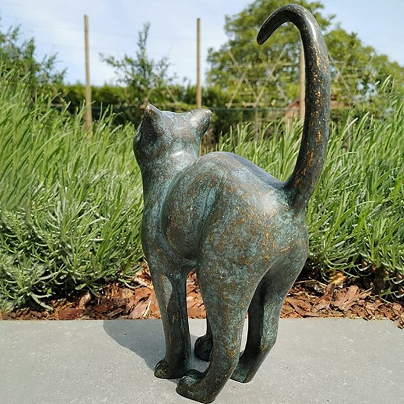 Hjemix | Fortryllende Hage Katt Statuer - Purr-fect Harpiks Dekorasjon
